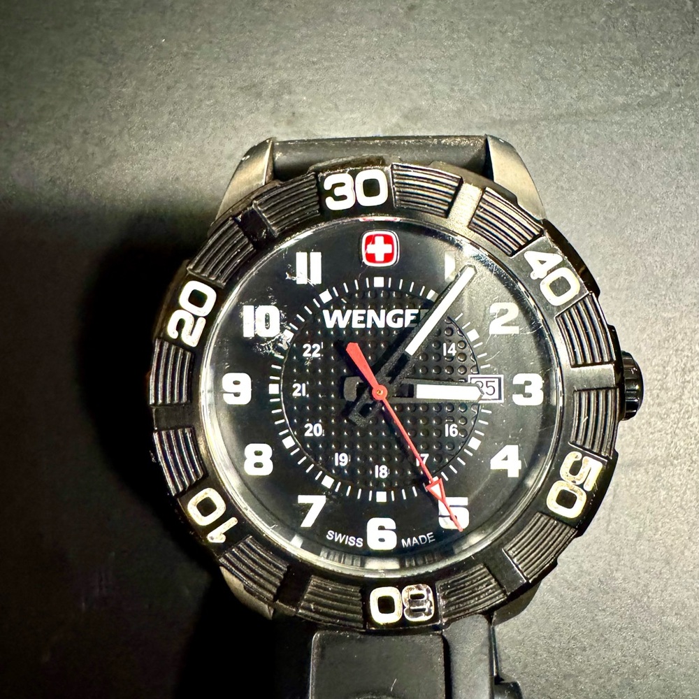 Wenger Black and Silver Chronograph Watch